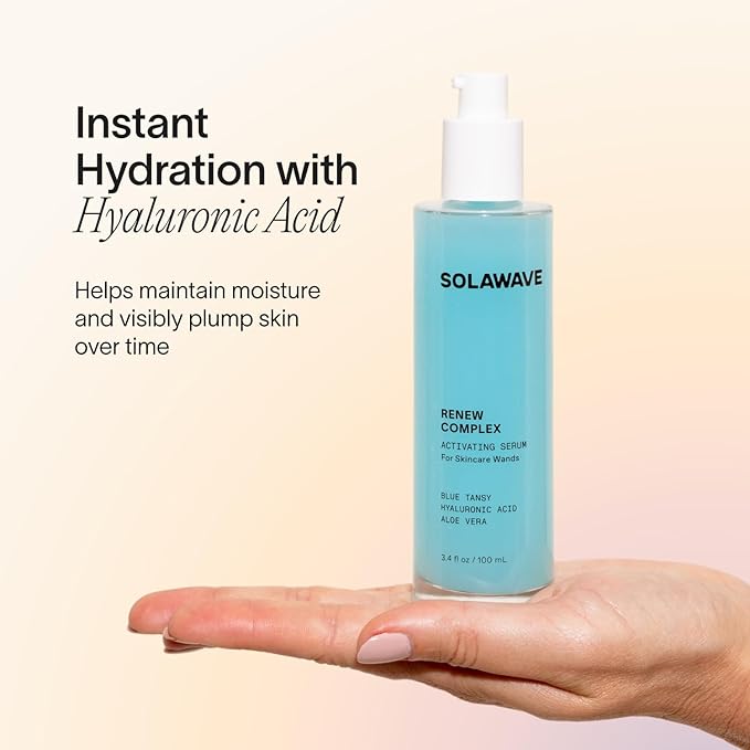 Solawave Renew Complex Red Light Therapy Activation Serum for Face & Neck | Pairs with LED Facial Wand Device | Hydrates & Plumps the Skin | Blue Tansy, Aloe Vera, Hyaluronic Acid (2 Pack - 1 Oz)