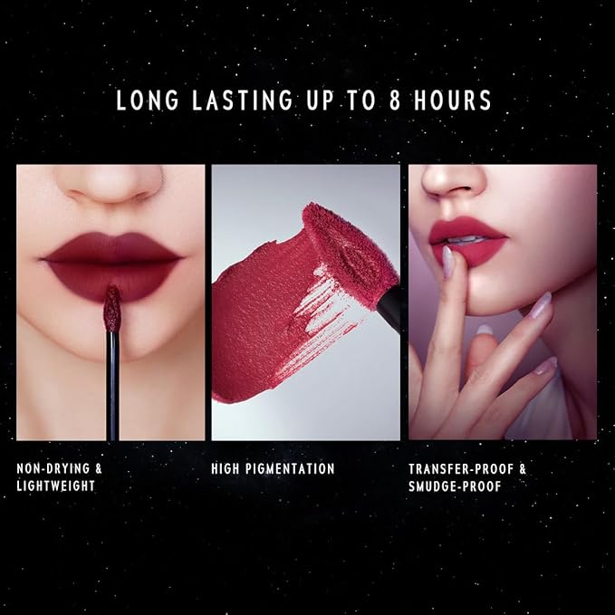 NEBULA VELVET LIP CREAM-Long Lasting Lip Stain, Waterproof and Transferproof Lip Tint, Matte Finish, Smooth Out Lip Lines, Lightweight & High Coverage, Stocking Stuffers (01 CORDELIA)