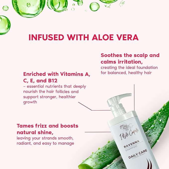 I Belli Capelli Aloe Vera Hydration Shampoo - Paraben-Free, Daily Care for Soft, Shiny, and Lightweight Hair - Anti-Breakage & Anti-Hair Loss (1L/33.8 fl.oz)