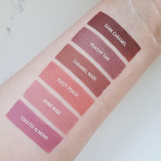 Aromi Pink Nude Matte Liquid Lipstick | Blush Beige Lip Color, Long-lasting, Waterproof, Vegan, Cruelty-free, Handmade (Toasted Almond)