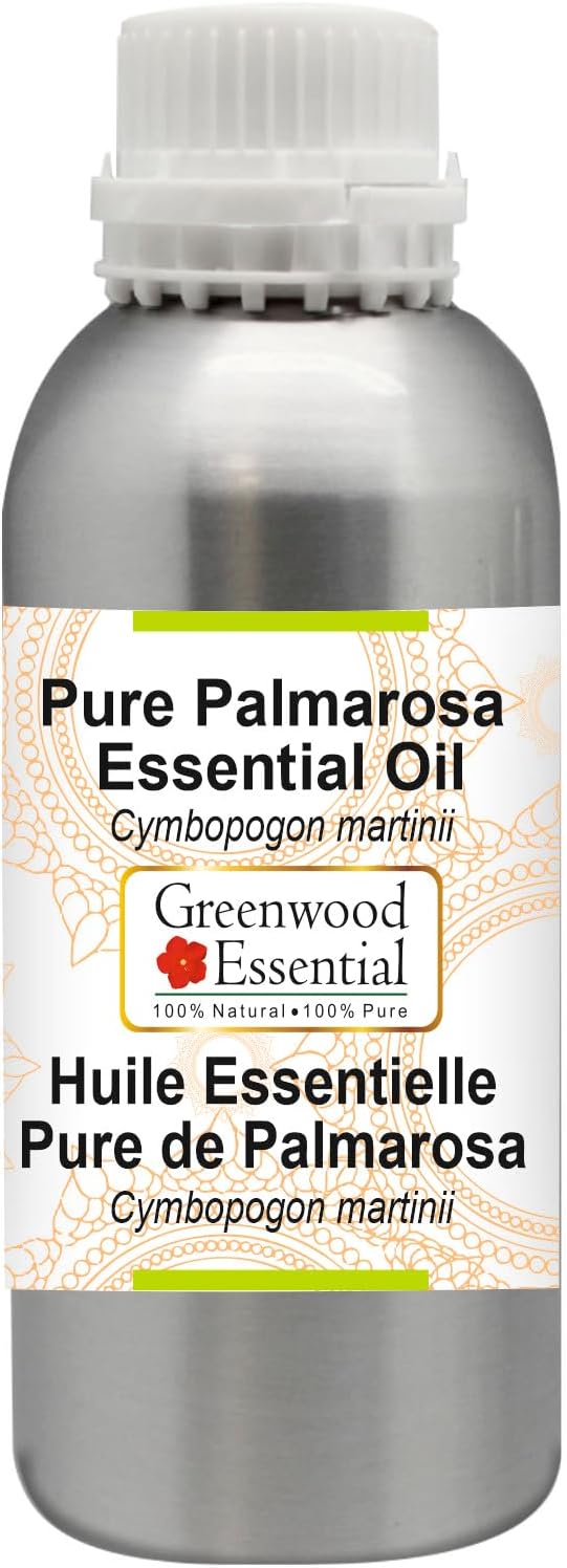 Greenwood Essential Pure Palmarosa Essential Oil (Cymbopogon martinii) Steam Distilled 630ml (21.3 oz)