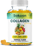 Halal Collagen Gummies for Women and Men - Anti Aging, Hair Growth, Skin Care & Strong Nails Protein Collagen Supplements - Non-GMO, Gluten Free - Made in USA