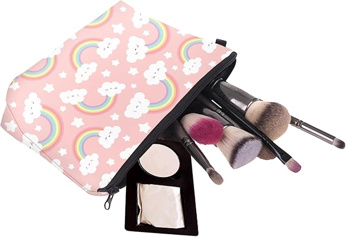 Cute Travel Makeup Bag Cosmetic Bag Small Pouch Gift for Women (Cloud Rainbow)