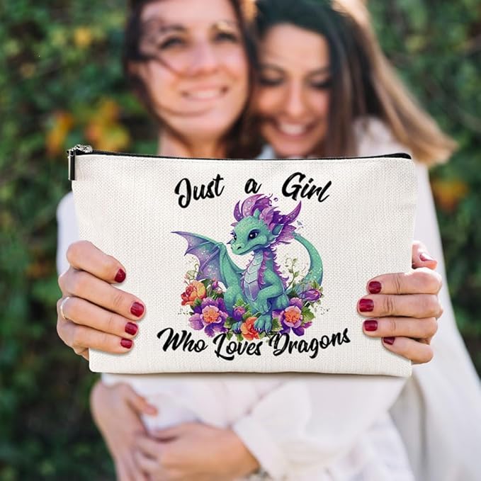 VICBOU Cute Dragon Makeup Bag Dragon Gifts for Women Girls Dragons Stuff Merch Funny Christmas Friendship Birthday Gifts for Teens Best Friend Daughter BFF Sister Who Loves Dragons Cosmetic Bag