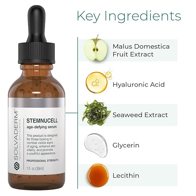 Solvaderm Stemnucell Anti-Aging Facial Serum – Reduces Wrinkles, Fine Lines & Expression Lines – Plant Stem Cells, Peptides & Hyaluronic Acid – Firming, Hydrating Cream for All Skin Types