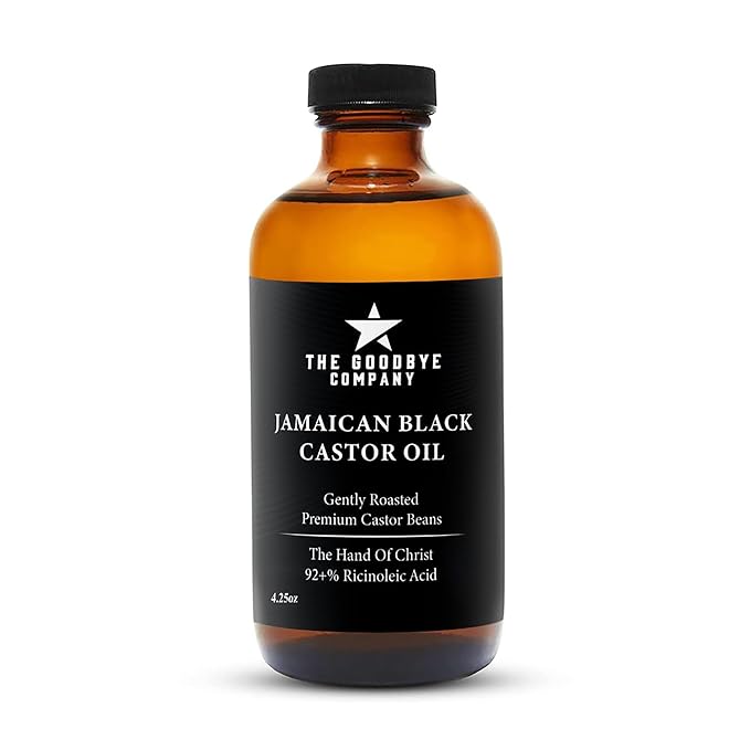 The Goodbye Company Black Castor Oil – (120mL / 4.25oz) – Cold-Pressed & Unrefined – 100% Pure & Hexane-Free – Glass Bottle – Nourishing Oil for Eyebrow, Eyelash & Hair Growth