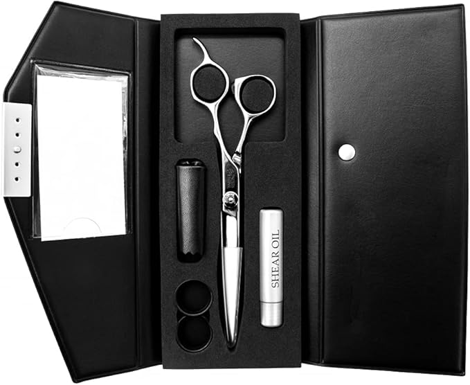 Barber Strong The Barber Shears, Japanese-Forged Stainless Steel Scissors, Adjustable Tension, Durable & Easy to Sharpen, Angled Thumb Ring for Open-Handed Cutting Techniques