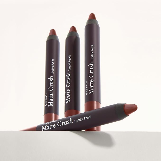 VASANTI Matte Crush Lipstick Pencil – Brownie Bite – High-Pigment, Soft Matte Lip Color – Long-Lasting, Water-Resistant, Smudge-Proof Lip Liner & Lipstick in One