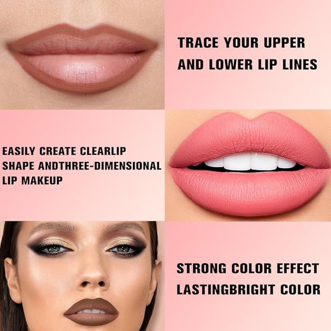 12Pcs Matte Lipstick Crayon Lip Liner pencil Set, Creamy & Hydrating Matte Lip Pencil, Smudge-Proof, Long-Wear Waterproof Lipstick Liner to Create Perfect Lip Makeup (12pcs) Set #02