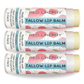 Tallow Lip Balm by Cattle Creek – Organic, All-Natural Ingredients, Long-Lasting Moisture and Hydration for Dry, Cracked, and Chapped Lips, Soothing Formula for Soft Skin (Pack of 3, Red Cherry)