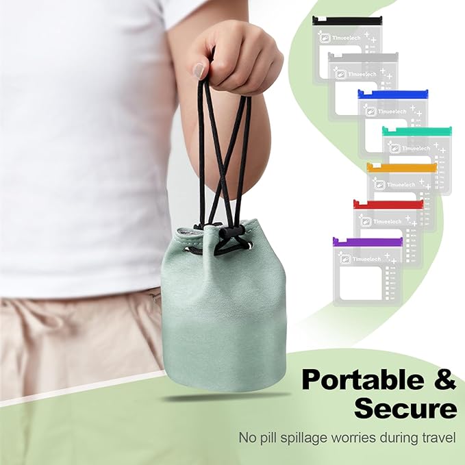 Weekly Travel Pill Organizer Pouch - Full Privacy Protection & Slim Reusable Design | Zippered BPA-Free Compartments, Color-Coded Medicine Storage | Fits Carry-Ons, Totes, Backpacks