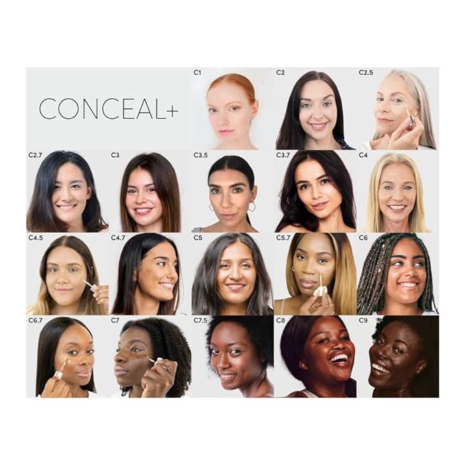 Fitglow Beauty Conceal+ | Vegan Full Coverage Concealer Skincare with Vitamin K + Green Tea | Corrects Dark Circles, Blemishes & Redness | Non-Creasing, Natural Finish | C6.7-6g