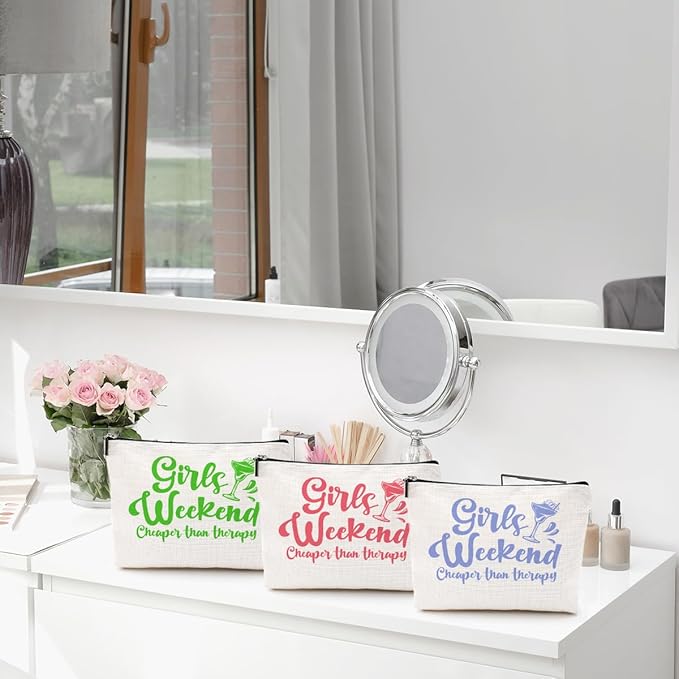 3 Pcs Girls Weekend Gifts Girl Trip 2025 Makeup Bag Girls Trip Gifts Favors Summer Gift Cosmetic Bag Toiletry Bag Zipper Pouch Weekender Bags for Women Girl Friendship Bachelorette Party Birthday