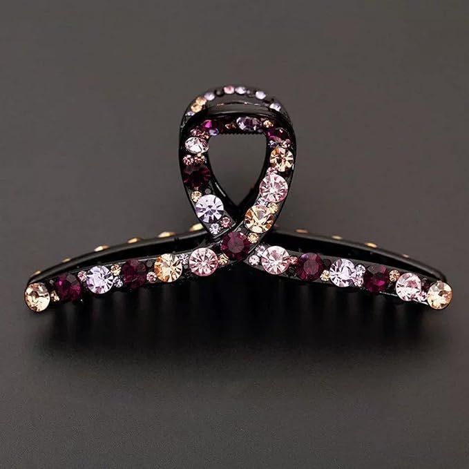 SINIDE Crystal Hair Claw Clips, Rhinestone Plastic Claw Clips Nonslip Acrylic Metal Jaw Clip for Thick Long Hair, Fashion Elegant Clamps Accessories for Women Strong Hold Barrette for Styling (3 Pack)