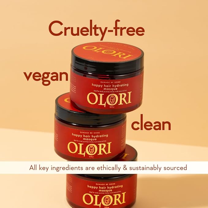 OLORI Happy Hair Mask for Dry Damaged Hair and Growth | Moisturizing Hair Mask for Curly Hair | Hydrating with Batana Oil to Help Nourish, Restore Softness & Strength