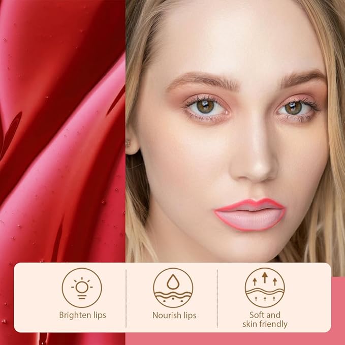Matte Lip Gloss Stain-Peel Off Lip Liner Tattoo, Pinkish Red Peel-Off Lip Tint，Long Lasting Peel Off Lip Stain, Waterproof Transfer-proof Lip Mask Lip Liner Peel Off Lip Gloss,Stayn Lip Makeup.06#