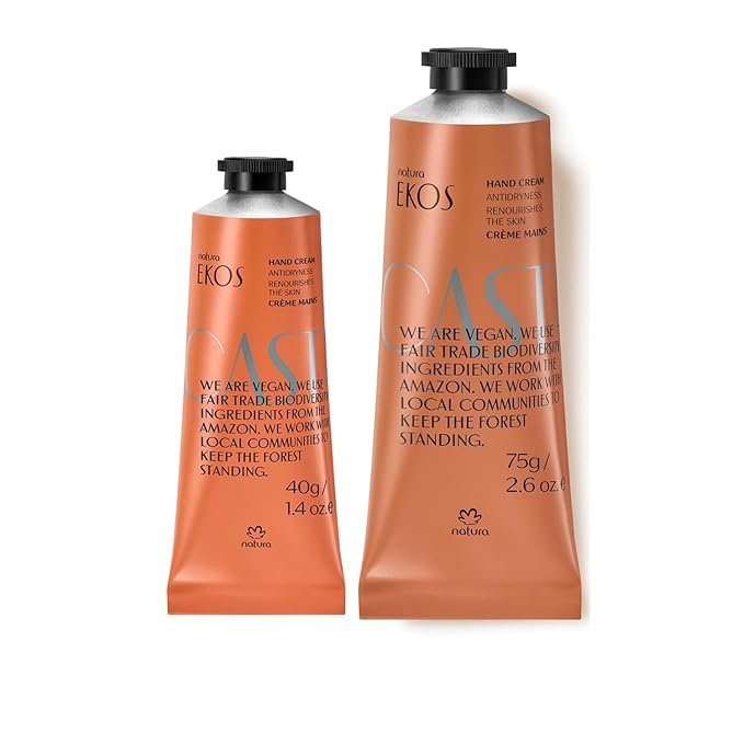 Natura Ekos Brazil Nut (Castanha) Hand Cream Duo – Brazil Nut Hydration Set | 24-Hour Moisture, Vegan Skin Care - 2.6oz + 1.41oz