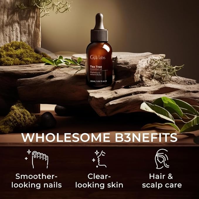 Gya Labs Tea Tree Essential Oil - 1.02 Fl Oz - for Diffuser, Massage, Hair, Skin, Aromatherapy, Soap & Candle Making Scents