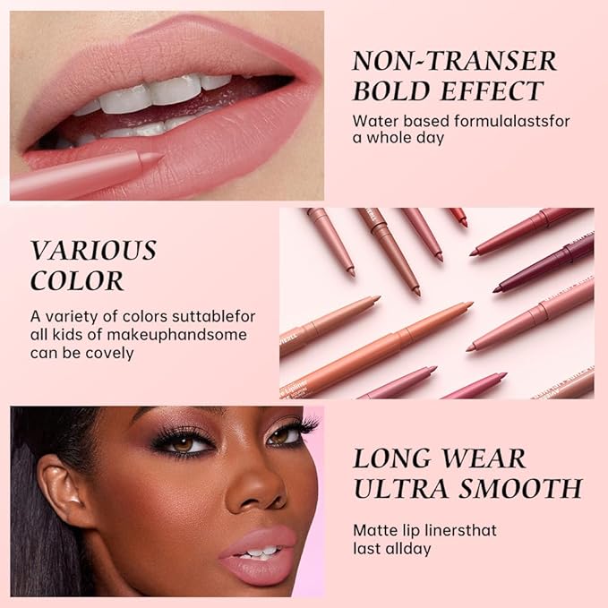 12 Colors Matte Lip Liner Pencil – Long Lasting Waterproof Lip Liner, Smudge Proof Transfer Proof Lip Pencil, High Pigment Lip Makeup for Defining & Filling Lips (07#, 1PCS)