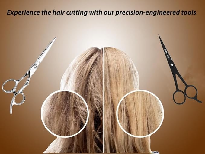Promax Hair Cutting Scissors,6.5 Inch Hairdressing Scissor, Premium Stainless Steel Razor with Sharp Edge Blade & Salon Scissors, for Men, Women, Barber, Kids, Adults, Pets - 210-10235B