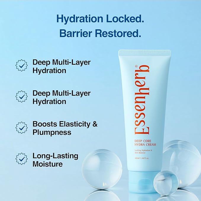 Deep Core Hydra Cream – Korean Skincare Face Moisturizer with Hyaluronic Acid, Ceramide & Botanical Blend – Layered Hydration Cream for Dry and Dehydrated Skin – 3.38 fl oz (100ml)