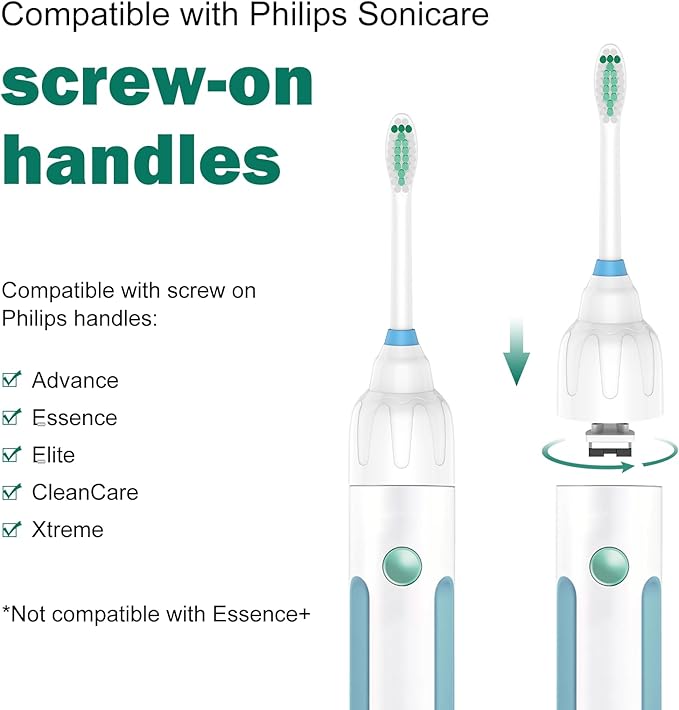 Toothbrush Heads for Philips Sonicare Replacement Brush Heads Medium Soft Dupont Bristles Electric Toothbrush Replacement Heads Fit E-Series Essence Xtreme Elite Advance and CleanCare, 6 Pack