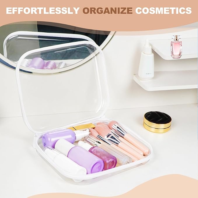 3pcs Clear Hard Shell Zipper Case, Transparent Hard Plastic Zipper Pouches, Portable Travel Organizer, Clear Toiletry Bag, Craft and Arts Organizer, Toy Storage Bins, Stackable Hard Side Plastic Case