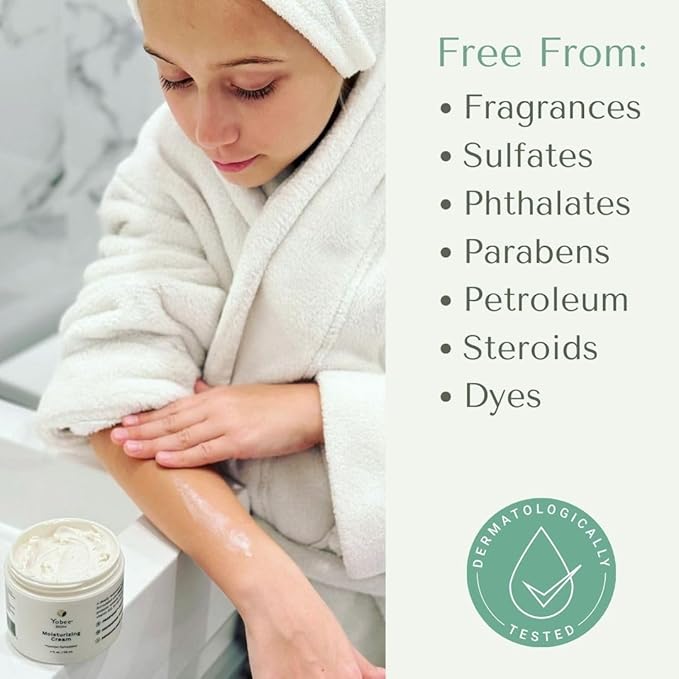 Yobee Body & Face Moisturizing Cream for Dry, Sensitive Skin | Probiotic extracts, Honey, Turmeric, Vitamin B12, Ceramides, Shea Butter | Fragrance Free | For Kids & Adults (3)