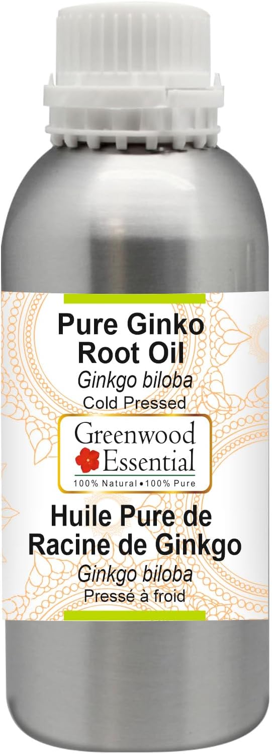 Greenwood Essential Pure Ginko Root Oil (Ginkgo biloba) Natural Therapeutic Grade Cold Pressed 630ml (21 oz)