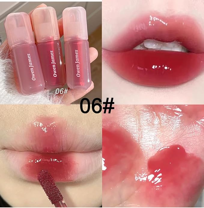 4Pcs Hydrating Lip Gloss Set,High Shine Glass Finish Korean Lip Glaze,Lip Moisturizing Plumping Lipgloss,Moisturizing Water Mirror Liquid Lipstick,Long-lasting Natural Makeup