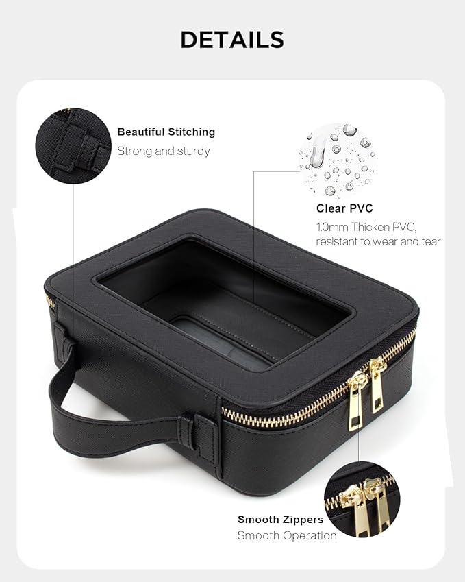 KOTORA Small Makeup Bag for Purse Cute Travel Makeup Bag Clear Cosmetic Bag with Zipper, Car Make Up Bag Organizer Storage Traveling Car Accessories Travel Essentials for Women