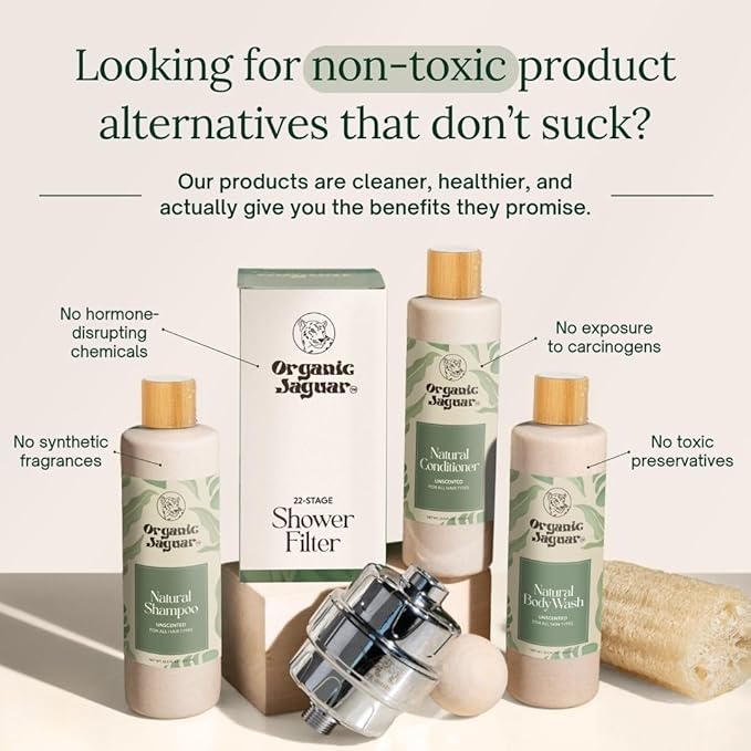 Organic Jaguar Natural Body Wash with Aloe Vera Gel and Shea Butter, Bath and Shower Soap Cleanser for Body Care, Leaves Skin Soft & Hydrated, Unscented, Sulfate and Paraben Free, 13.5 fl oz