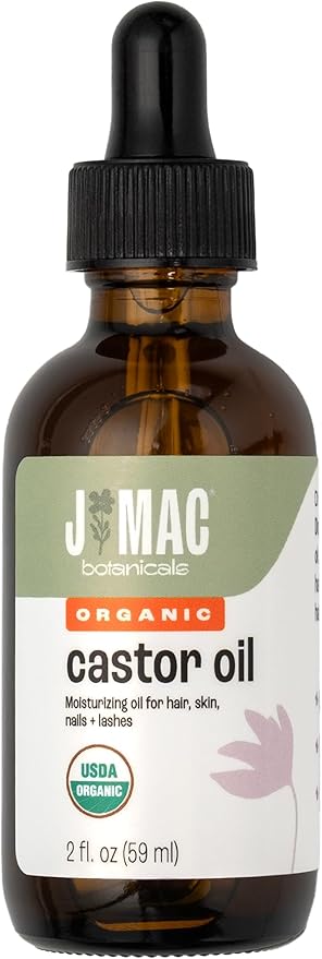 J Mac Botancials Organic Castor Oil - Glass bottle - 2 oz DROPPER