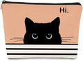 Cute Cat Cosmetic Bag, Black Kitty Gifts for Cat Lovers, Makeup Pouch for Women (Peach-1)
