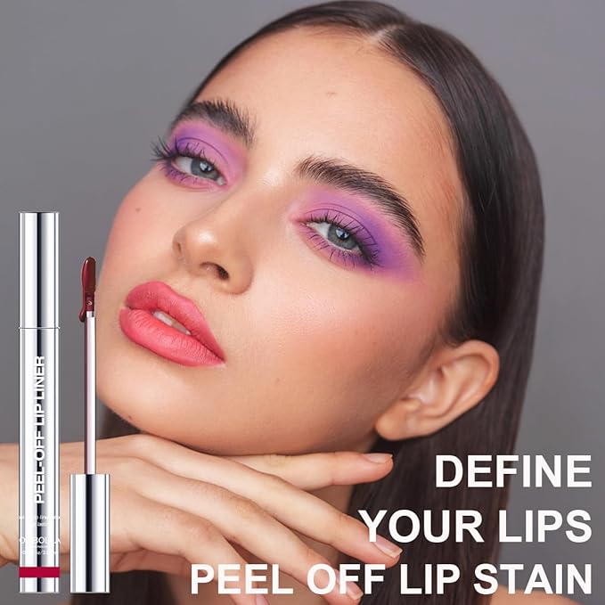 3 Colors Peel Off Lip Liner with Tweezer Kit, Rich Color Matte Finish Lip Tint Stains Makeup Set for Women, Long Lasting, Waterproof, Smudge Proof, For All Skin Types (#3, #6, #7)