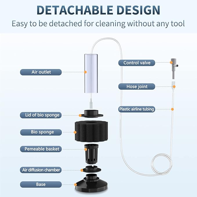 Pawfly Aquarium Air Pump with Nano Bio Sponge Filter Kit Air Control Valve - Image 6