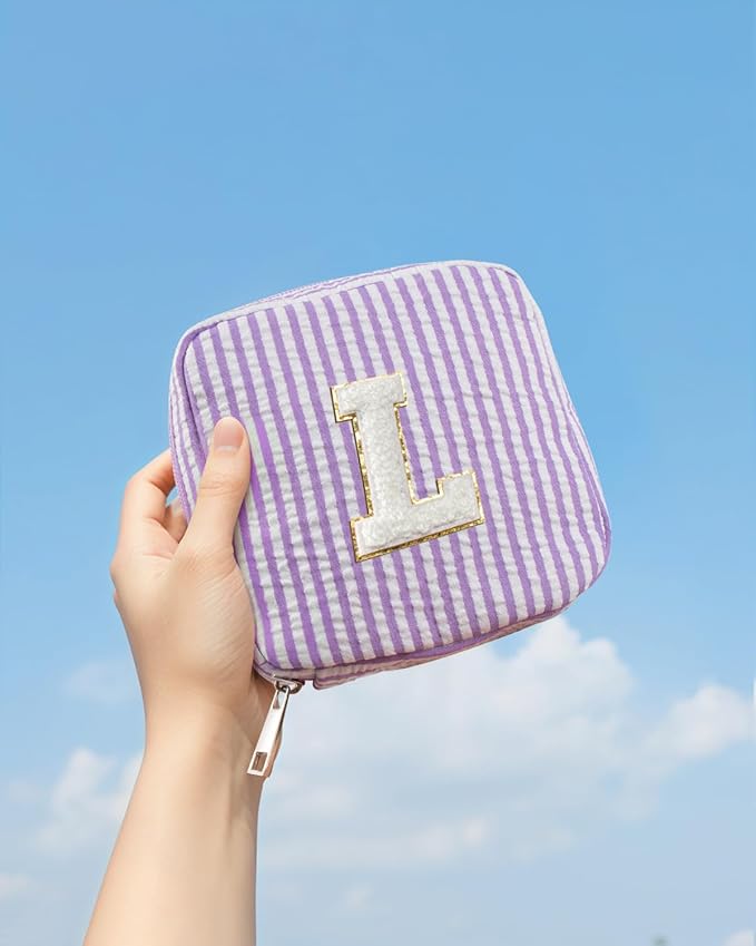 Monogram Cute Cosmetic Bag Travel Bag - Large Makeup Bag Make Up Bag Cosmetic Bag Personalized Daughter Sister Gifts for Women Her Bridesmaid Gift Preppy Makeup Bag Gifts