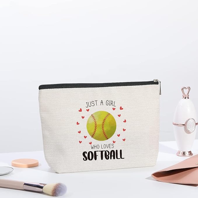 Softball Gifts Makeup Bag Inspirational Gifts for Women Her Softball Lovers Mom Sister Birthday Gifts for Female Coworker Friend BFF Besties