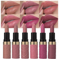 evpct 6Pcs Nude Brown Pink Purple Rose Red Mauve Matte Lipstick Sets for Women Velvet Lipstick Long Lasting Waterproof 24 Hours Lip Stick Stain Makeup Gift Sets labiales mate 24 horas originales A