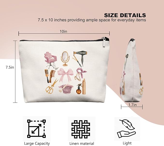 Hairstylist Gifts Women Makeup Bag Make Up Bag, Cosmetic Bags for Hairstylists, Hairdresser Gifts for Cosmetology Student Teen Girls