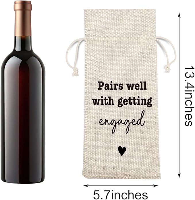 Engagement Wine Gift Bag Wedding Engaged Gifts for Newlyweds Couple Women Men Bridal Shower Gifts for Bride and Groom Pairs Well with Wedding Planning Getting Engaged Wine Bags