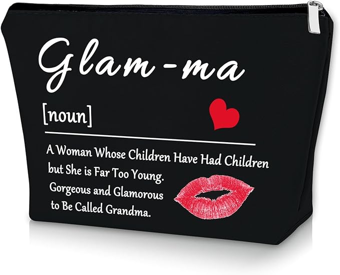 Sazuwu Grandma Black Makeup Bag Mothers Day Birthday Gifts for Grandma from Granddaughter Grandson Cosmetic Bag Nana Gifts from Grandkids Travel Pouch