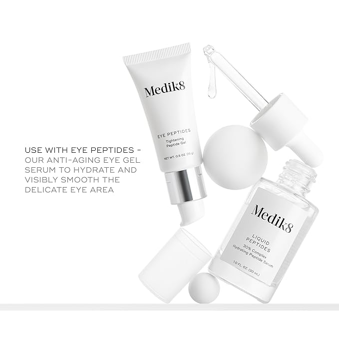 Medik8 Liquid Peptides - Regenerating Multi Peptide Serum - Smooths Wrinkles and Fine Lines - Hydrating, Brightening, Plumping - 1.0 oz