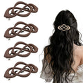 Vintage French Barrette Hair Clips, Hair Barrettes Hair Accessories for Women Girls, Elegant Retro Non Slip Clip with Classic Design Thick to Thin, Stylish Accessories Hair (Dark Brown, 4PCS)