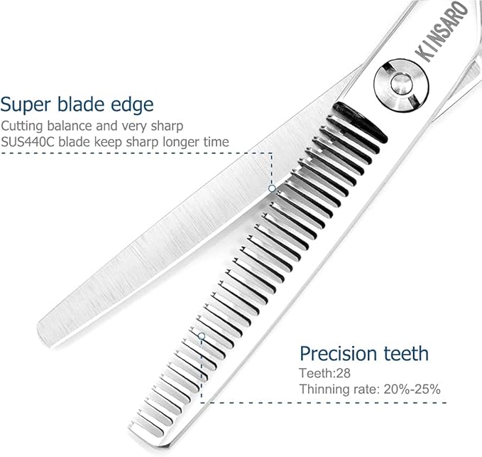 Hair Thinning Shears 5.5 Inch Thinning Scissors for Women Professional Barber Hair Thinning Scissors Barber Shears 28 Teeth Rose handle KINSARO for Hairdresser Barbershop or Home Use