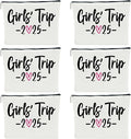6 PCS 2025 Girls Trip Fashion Cosmetic Bags for Women - Travel Accessory - Canvas - Zipper - Adult Women - Unisex - 10 x 6 x 1.9 inches - Stain & Scratch Resistant