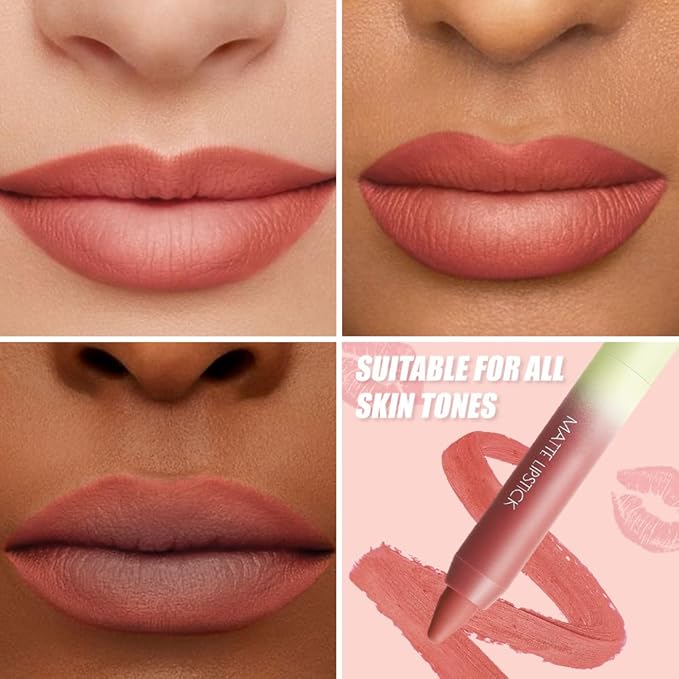 Matte Lip Lipstick Crayon Lip Liner Thick Pencil, High-Pigment Outline lips, Non-sticky Matte Velvet Texture, Waterproof & Smudge-Proof Longwear Pigmented, Fit for all tones 02#