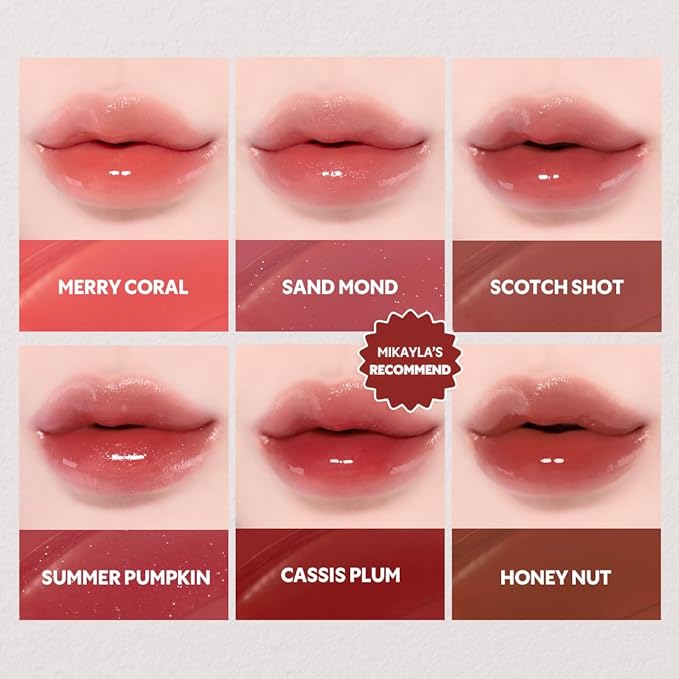 TIRTIR [*Mini Size Waterism Tinted Lip Gloss #07 Cassis Plum, 0.06 Fl Oz – Kiss Ready Lipgloss, 12H Long Lasting Non Sticky Natural Tinted Glow Korean Multiuse Cheek and Lip Tint for Women gift