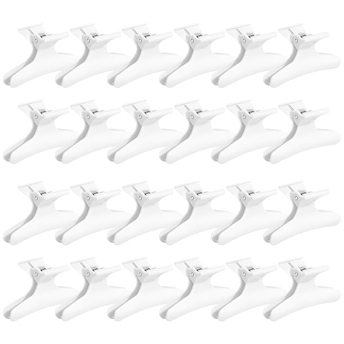 Ondder 24 Pcs White Butterfly Hair Clips for Styling and Sectioning - Pro Claws Clamps for Cutting, Coloring - Hair Accessories for Women Girls