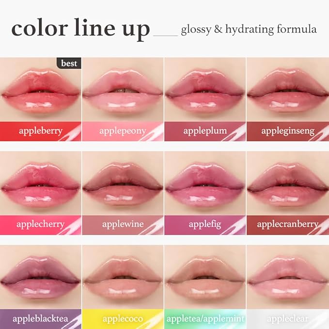 NOONI Korean Lip Oil - Applepeony | Long-Lasting, Moisturizing, Plumping, Revitalizing for Dry Lips, Waterproof, No Peel Off, Hydrating, Nourishing Crystal Clear, Stocking Stuffers 0.12 FL Oz